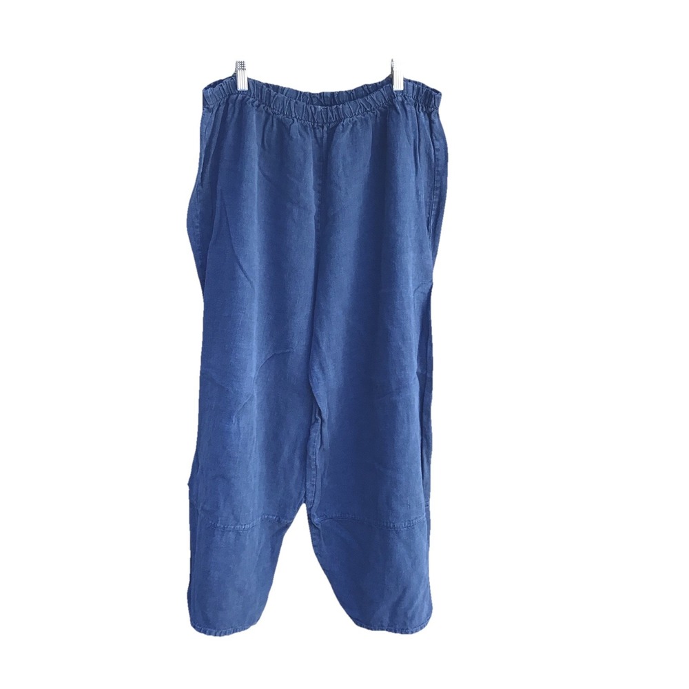 Bryn Walker Linen Balloon Pants Women's XL Navy Blue Made in USA 32x26